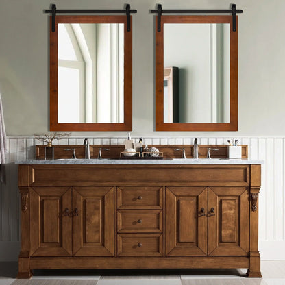 Miroir de ferme rustique Miroir de courtoisie Cadre en bois massif avec miroir de style grange en métal