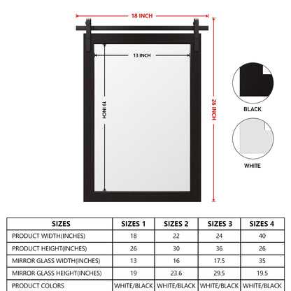 Miroir de ferme rustique Miroir de courtoisie Cadre en bois massif avec miroir de style grange en métal