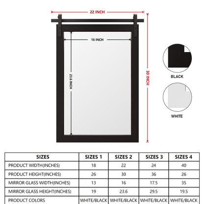 Miroir de ferme rustique Miroir de courtoisie Cadre en bois massif avec miroir de style grange en métal
