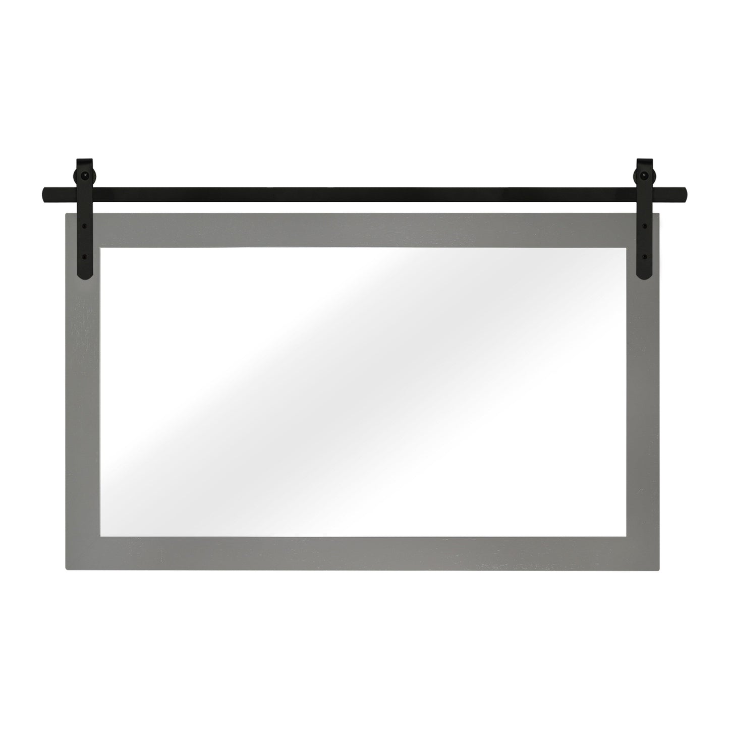 Miroir de ferme rustique Miroir de courtoisie Cadre en bois massif avec miroir de style grange en métal