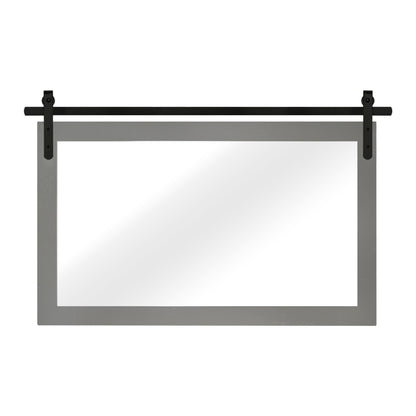 Miroir de ferme rustique Miroir de courtoisie Cadre en bois massif avec miroir de style grange en métal