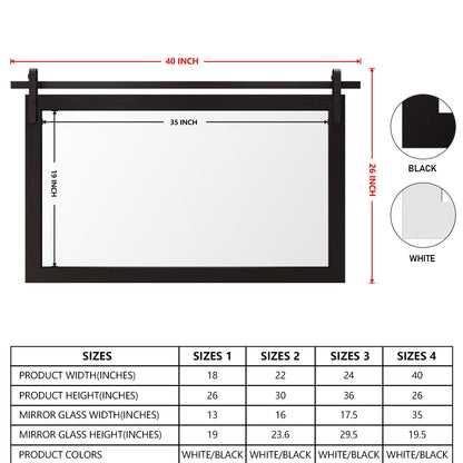 Miroir de ferme rustique Miroir de courtoisie Cadre en bois massif avec miroir de style grange en métal