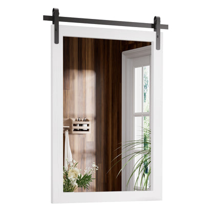 Miroir de ferme rustique Miroir de courtoisie Cadre en bois massif avec miroir de style grange en métal