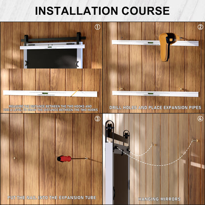 Miroir de ferme rustique Miroir de courtoisie Cadre en bois massif avec miroir de style grange en métal