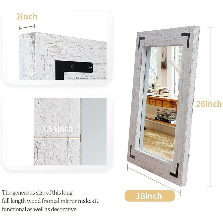 Miroir mural rustique encadré en bois, miroir de salle de bain en bois naturel