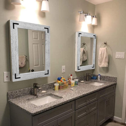 Miroir mural rustique encadré en bois, miroir de salle de bain en bois naturel