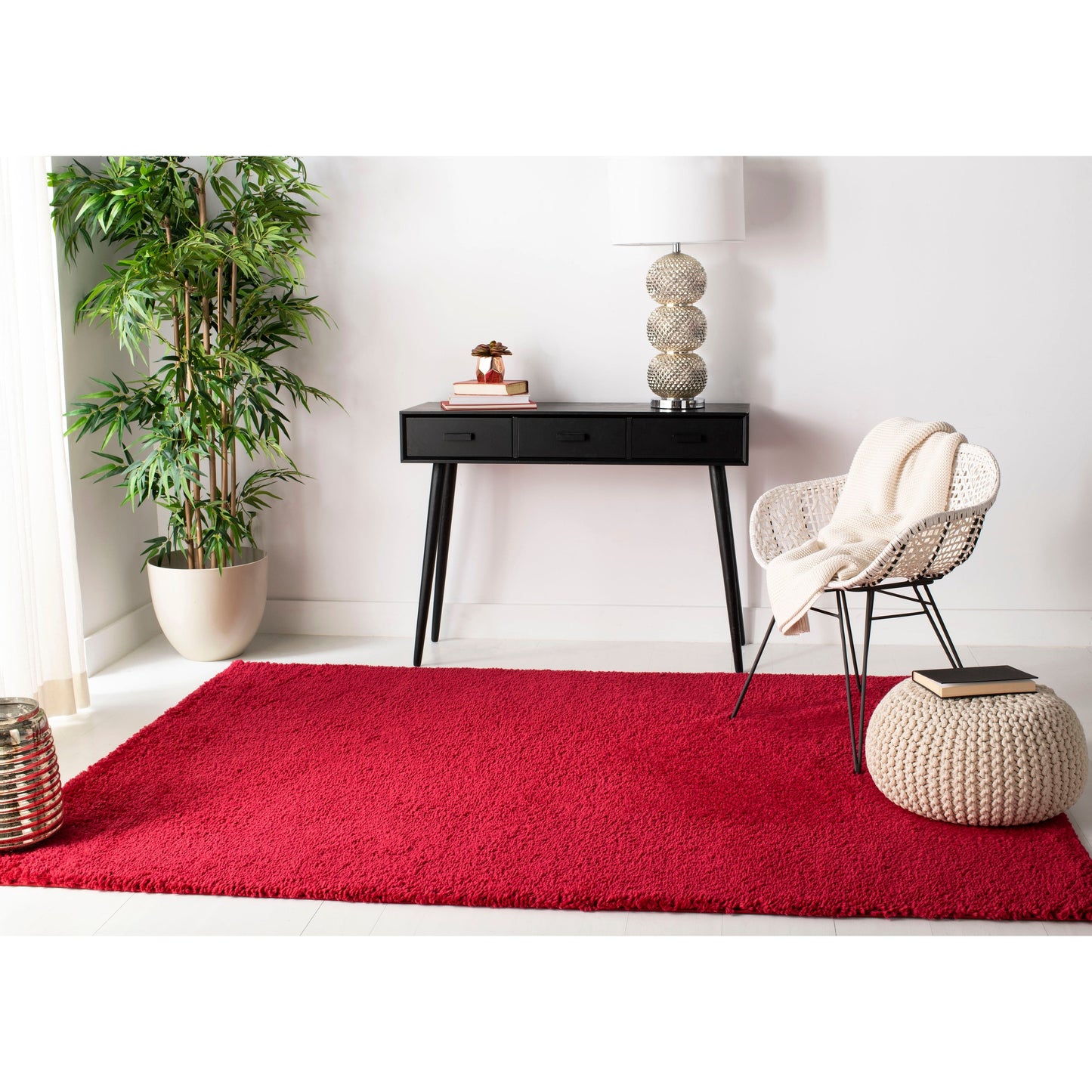 Tapis SAFAVIEH August Wilhelma Shag uni de 3 cm d'épaisseur