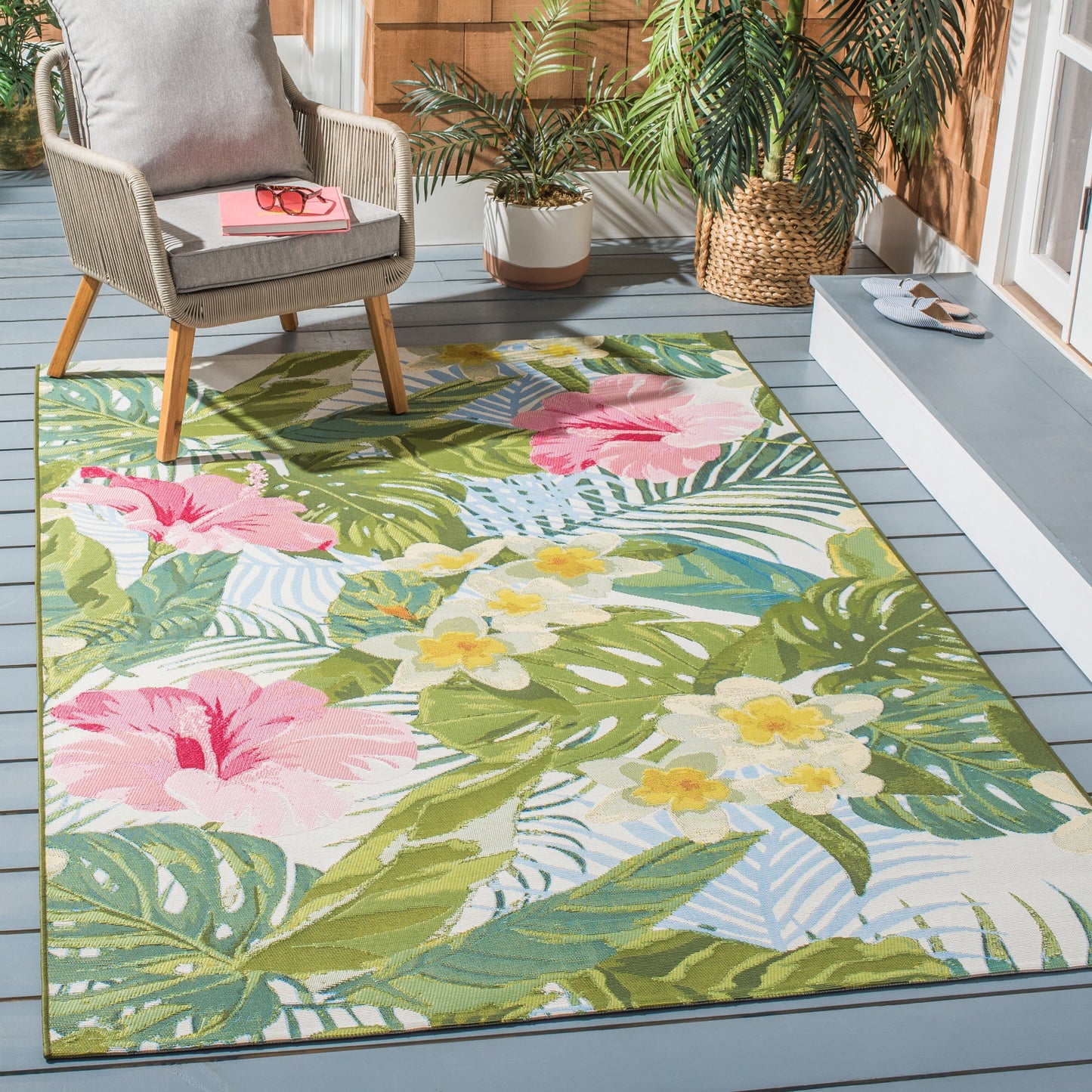 Tapis de jardin imperméable d'intérieur/extérieur tropical SAFAVIEH Barbados Agustina
