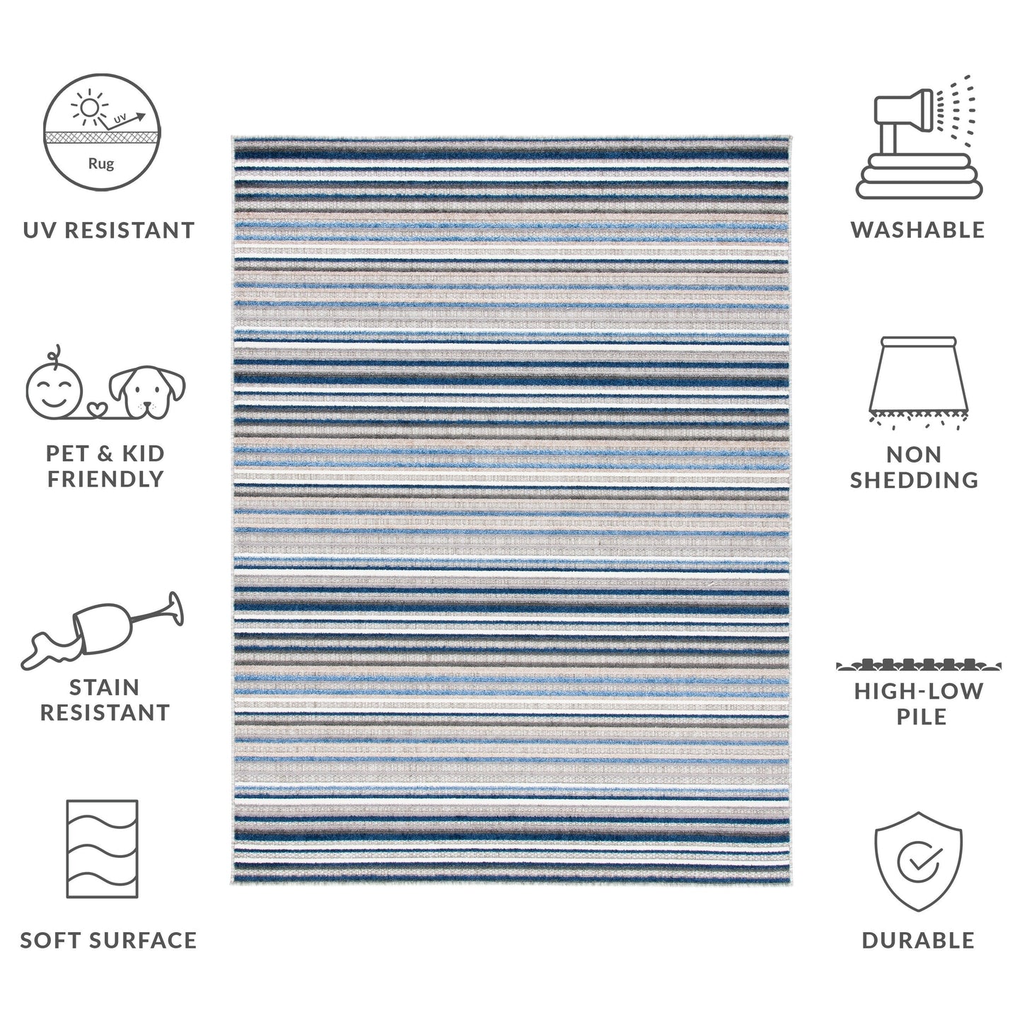 Tapis de patio imperméable à rayures pour intérieur/extérieur SAFAVIEH Cabana Gafia