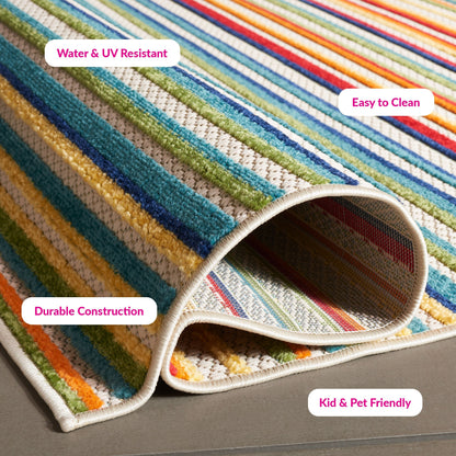 Tapis de patio imperméable à rayures pour intérieur/extérieur SAFAVIEH Cabana Gafia