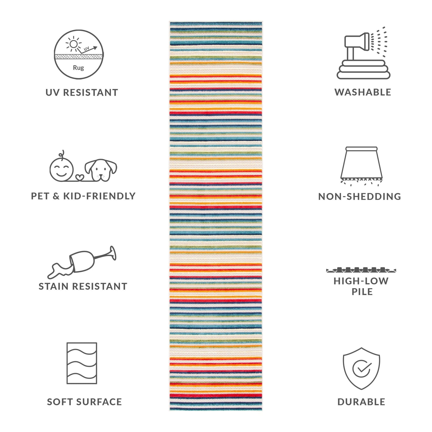 Tapis de patio imperméable à rayures pour intérieur/extérieur SAFAVIEH Cabana Gafia