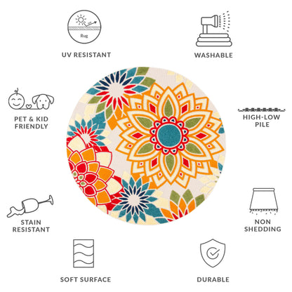 Tapis de patio imperméable à motif floral pour intérieur/extérieur SAFAVIEH Cabana Ingke