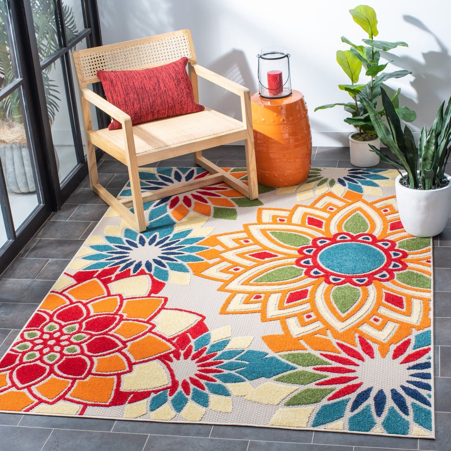 Tapis de patio imperméable à motif floral pour intérieur/extérieur SAFAVIEH Cabana Ingke