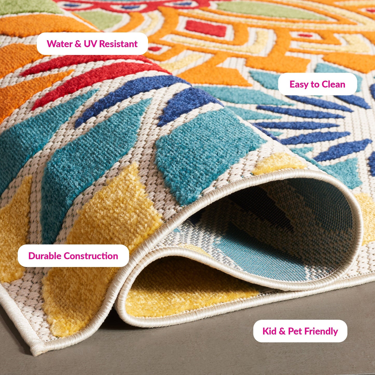 Tapis de patio imperméable à motif floral pour intérieur/extérieur SAFAVIEH Cabana Ingke