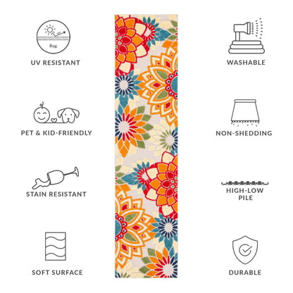 Tapis de patio imperméable à motif floral pour intérieur/extérieur SAFAVIEH Cabana Ingke