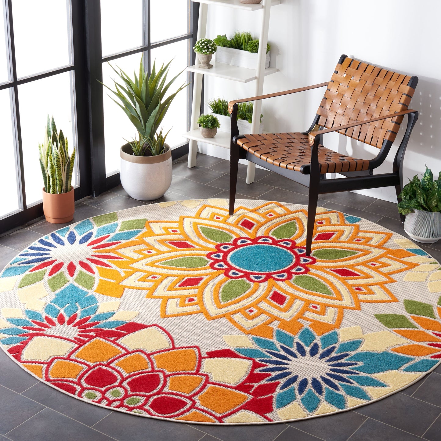 Tapis de patio imperméable à motif floral pour intérieur/extérieur SAFAVIEH Cabana Ingke