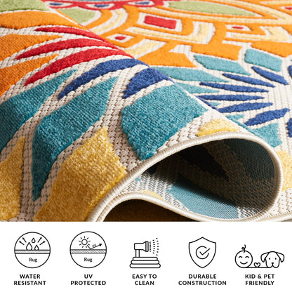 Tapis de patio imperméable à motif floral pour intérieur/extérieur SAFAVIEH Cabana Ingke