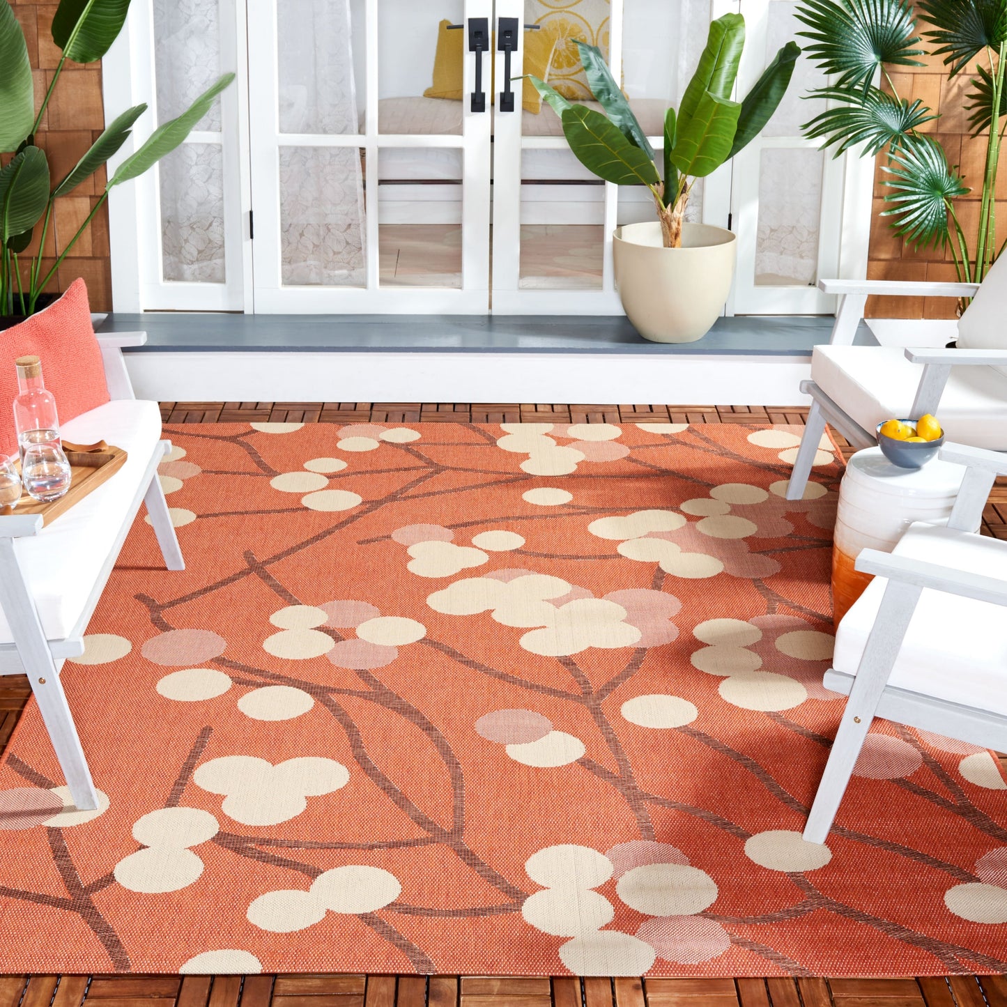 Tapis de jardin imperméable pour intérieur/extérieur SAFAVIEH Courtyard Delois