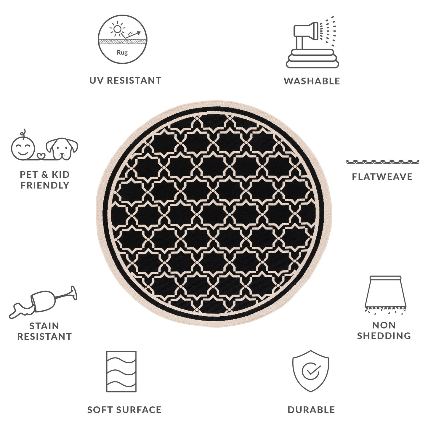 Tapis de jardin imperméable pour intérieur/extérieur SAFAVIEH Courtyard Gulsin