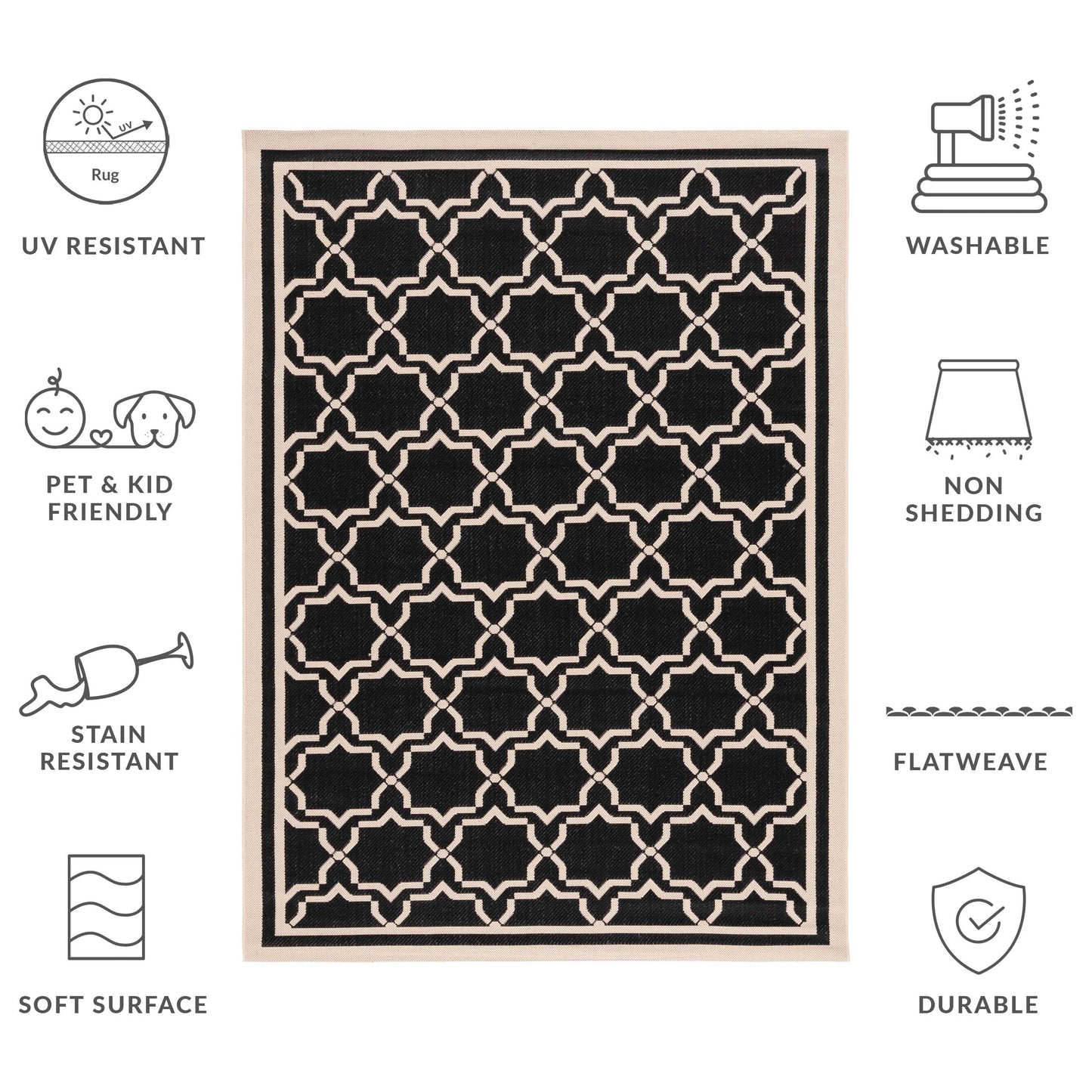 Tapis de jardin imperméable pour intérieur/extérieur SAFAVIEH Courtyard Gulsin