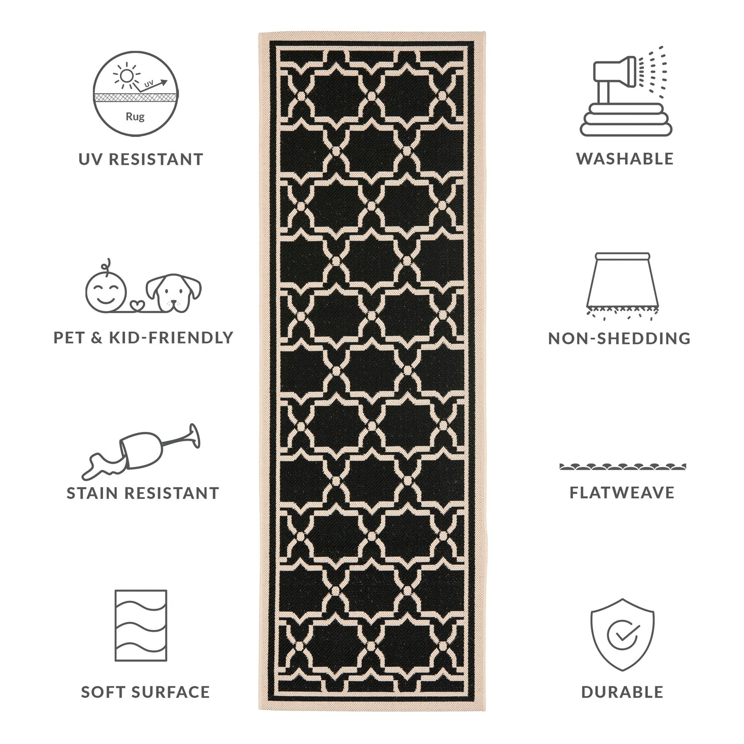 Tapis de jardin imperméable pour intérieur/extérieur SAFAVIEH Courtyard Gulsin