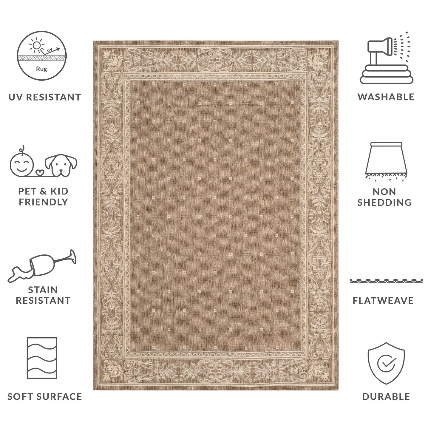 Tapis de jardin imperméable pour intérieur/extérieur SAFAVIEH Courtyard Hendrina