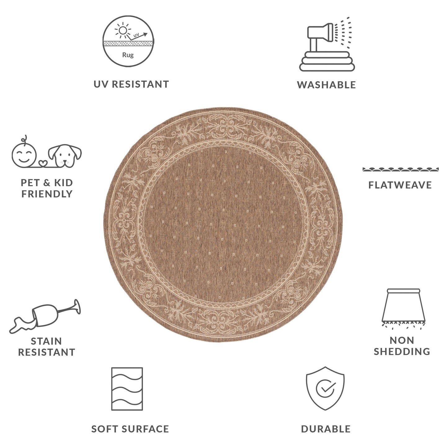 Tapis de jardin imperméable pour intérieur/extérieur SAFAVIEH Courtyard Hendrina