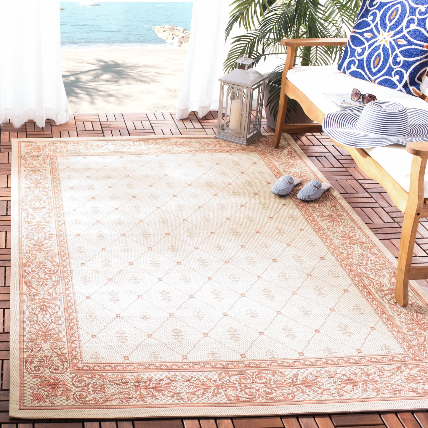 Tapis de jardin imperméable pour intérieur/extérieur SAFAVIEH Courtyard Hendrina