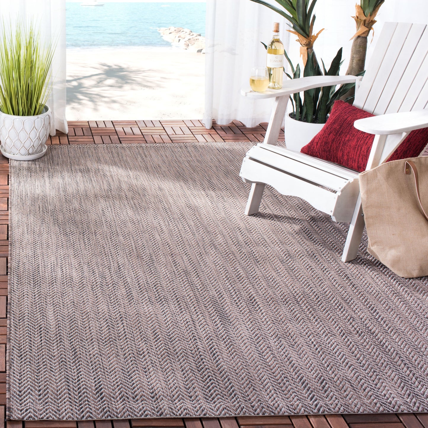 Tapis de jardin imperméable SAFAVIEH Courtyard Ilmur pour intérieur/extérieur
