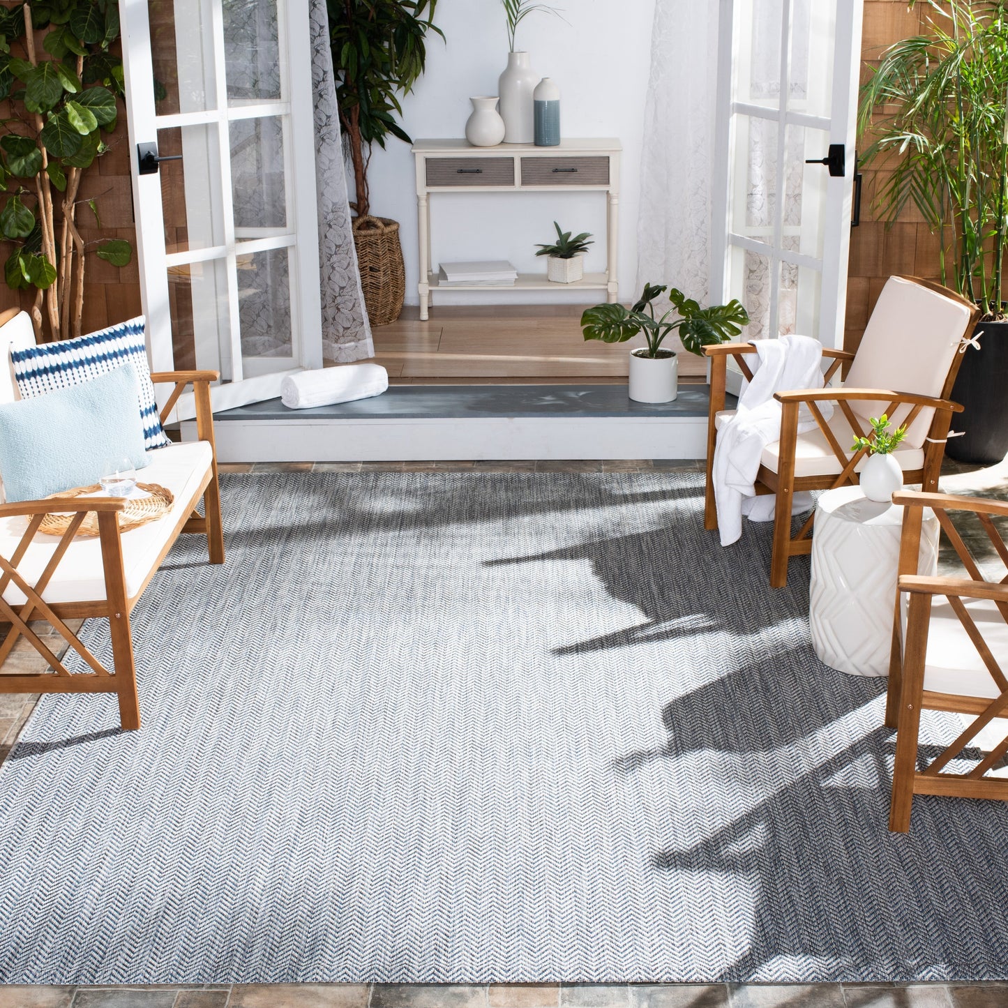 Tapis de jardin imperméable SAFAVIEH Courtyard Ilmur pour intérieur/extérieur