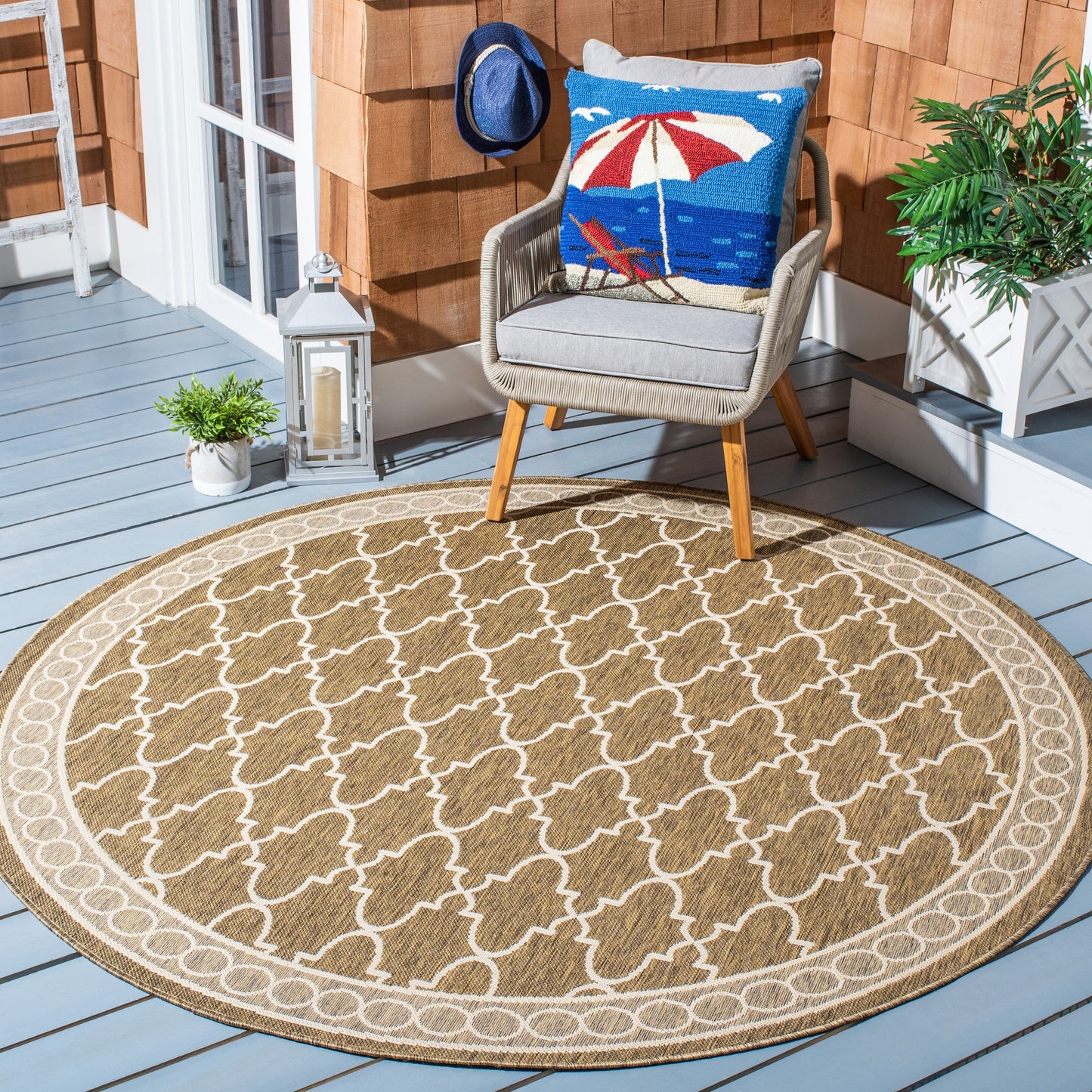 Tapis de jardin imperméable pour intérieur/extérieur SAFAVIEH Courtyard Janell Treillis