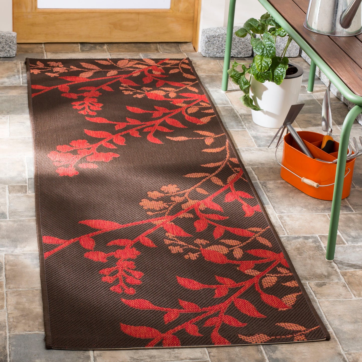 Tapis de jardin imperméable d'intérieur/extérieur SAFAVIEH Courtyard Luann Botanical