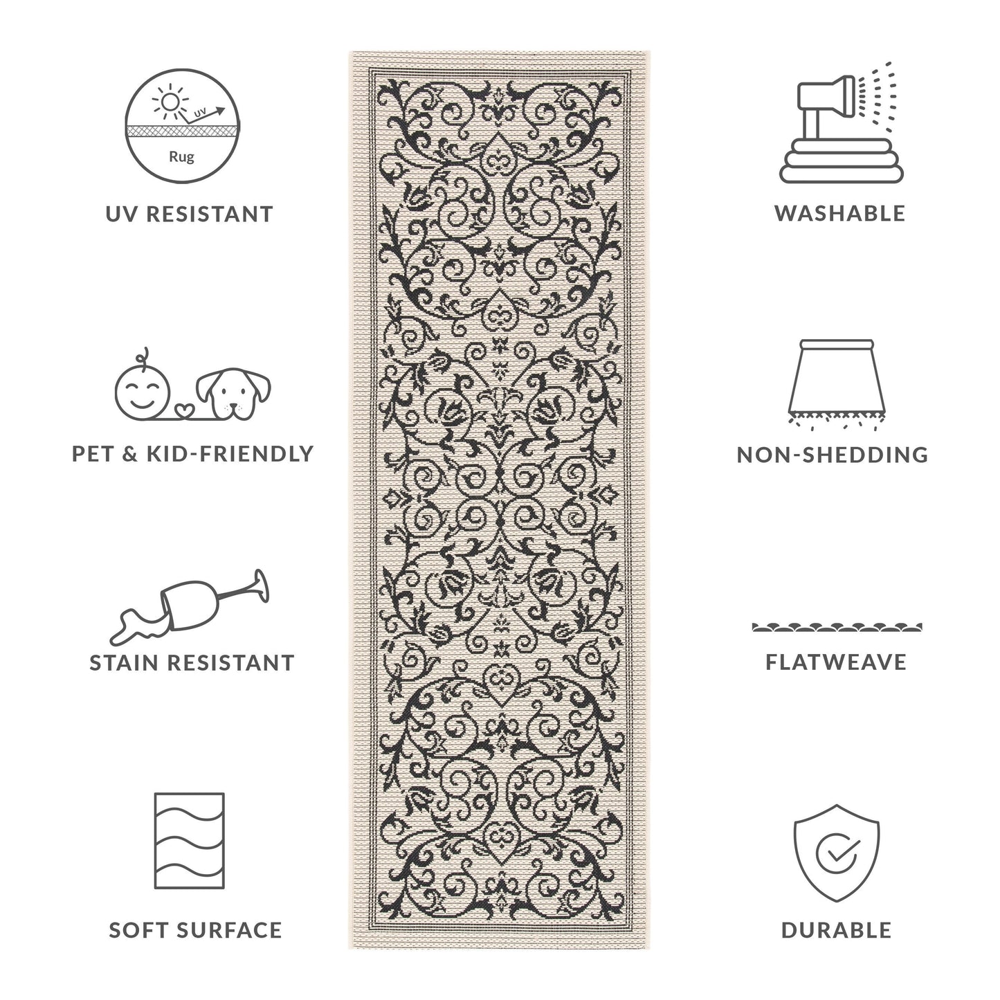 Tapis de jardin/terrasse imperméable SAFAVIEH Courtyard Miljeta