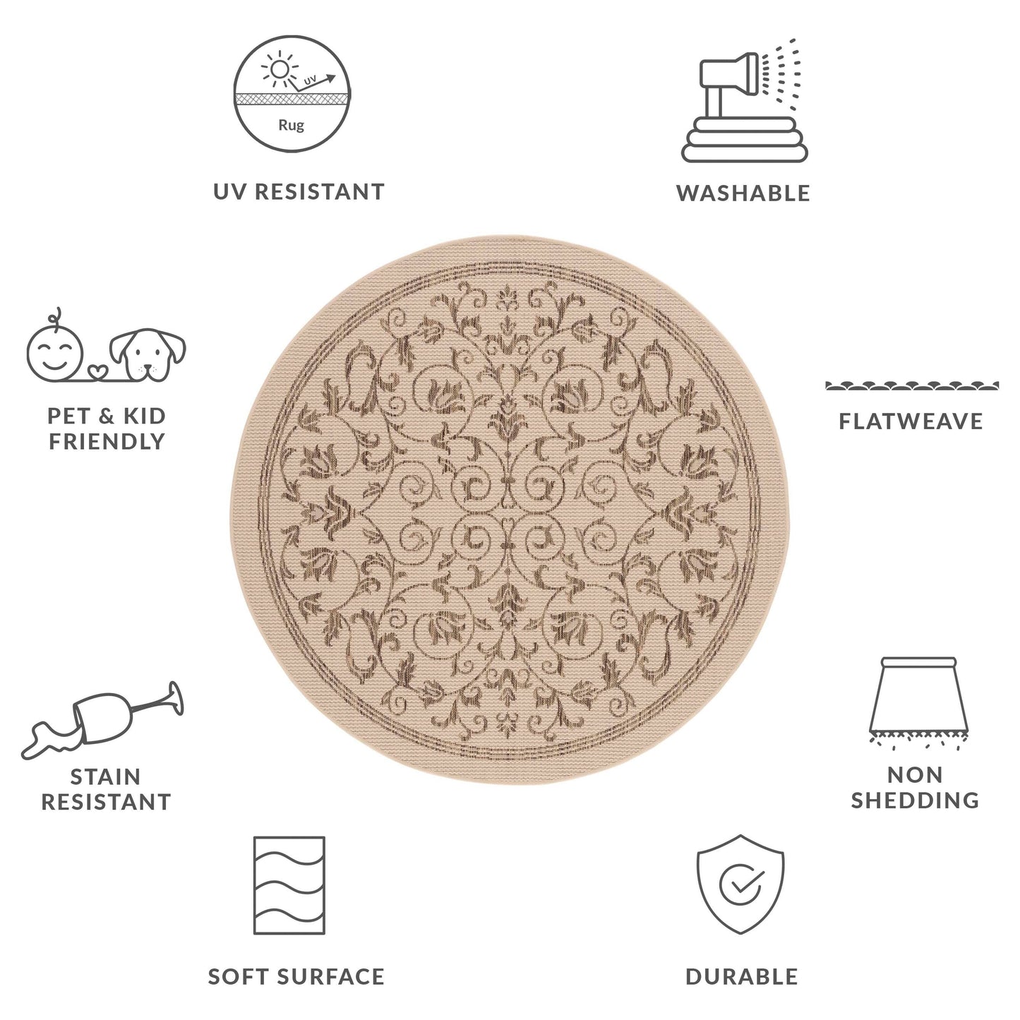 Tapis de jardin/terrasse imperméable SAFAVIEH Courtyard Miljeta