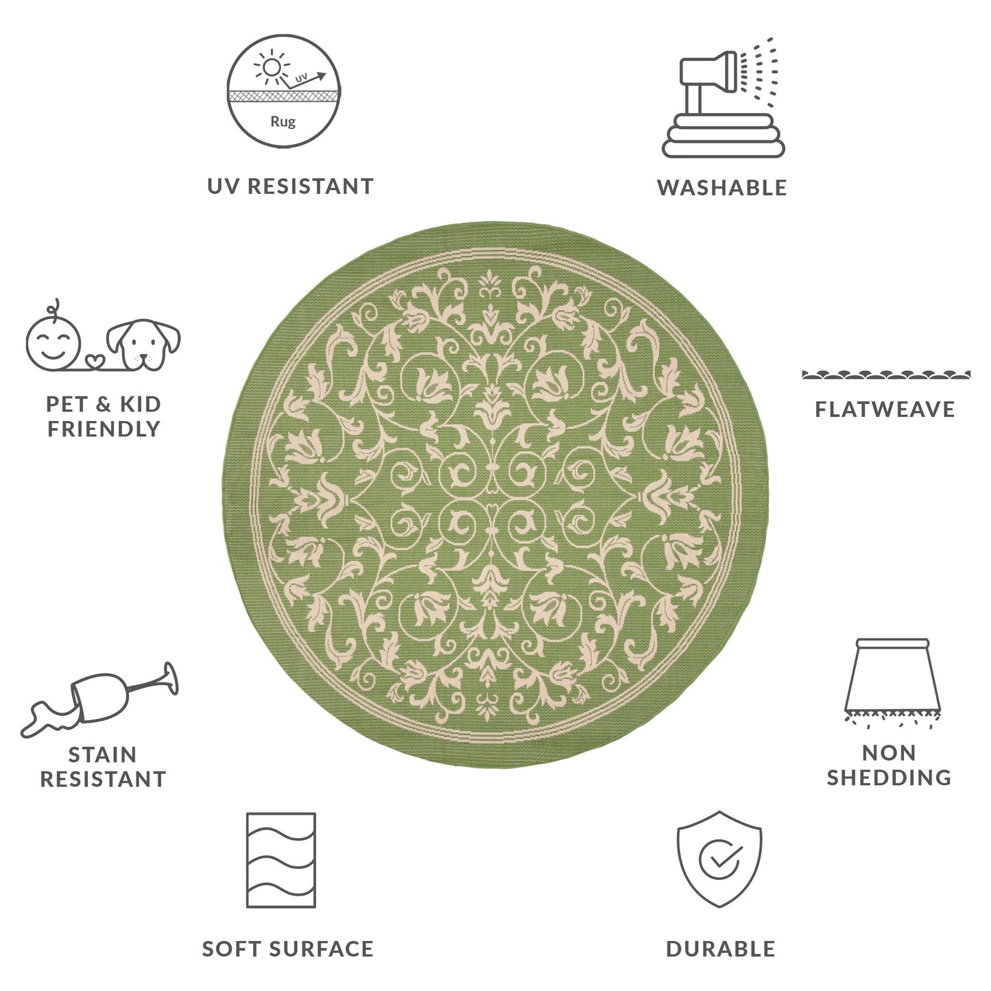 Tapis de jardin/terrasse imperméable SAFAVIEH Courtyard Miljeta