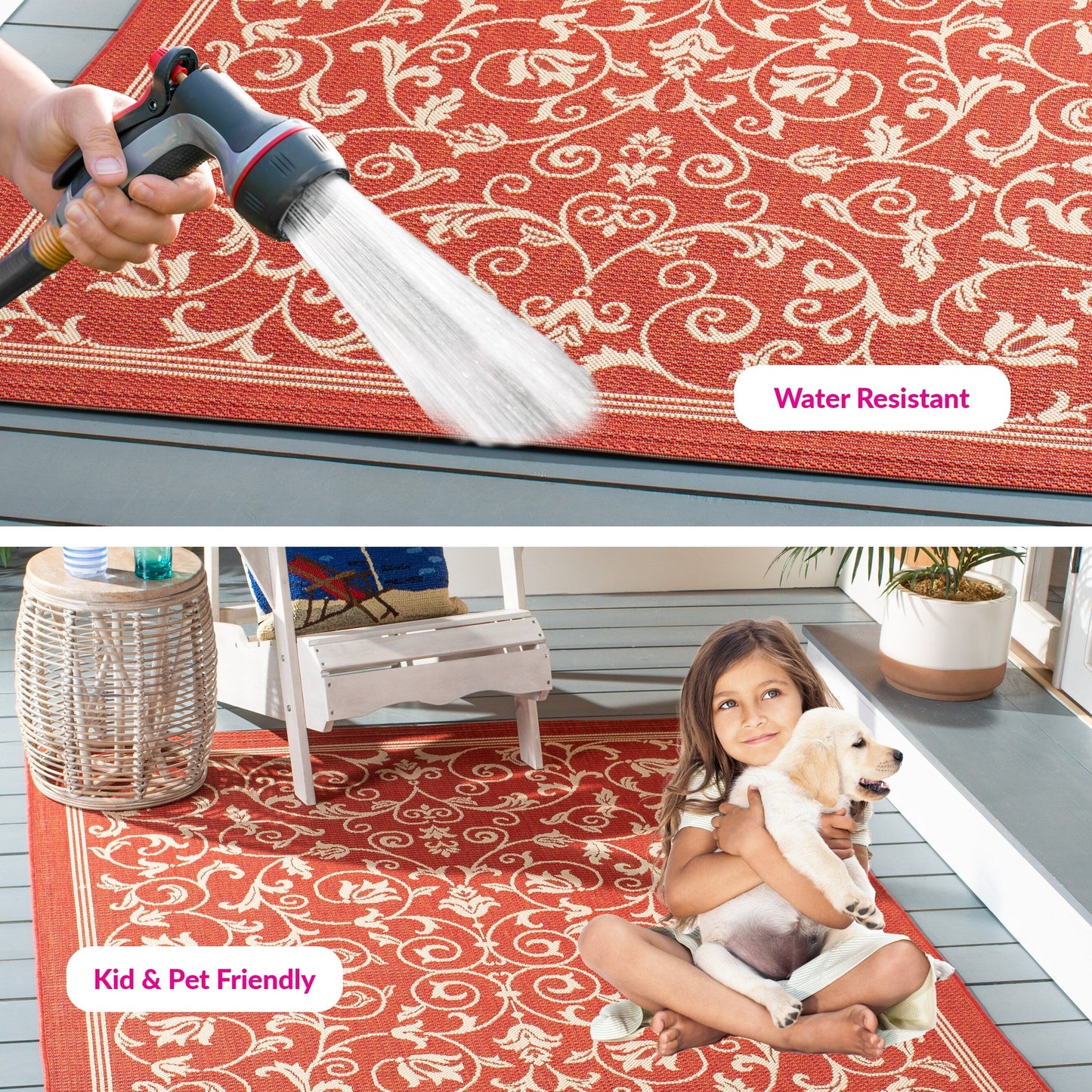 Tapis de jardin/terrasse imperméable SAFAVIEH Courtyard Miljeta