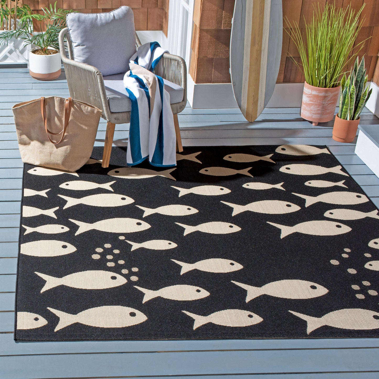 Tapis de jardin SAFAVIEH Courtyard Ragne pour intérieur/extérieur, imperméable, terrasse ou jardin.