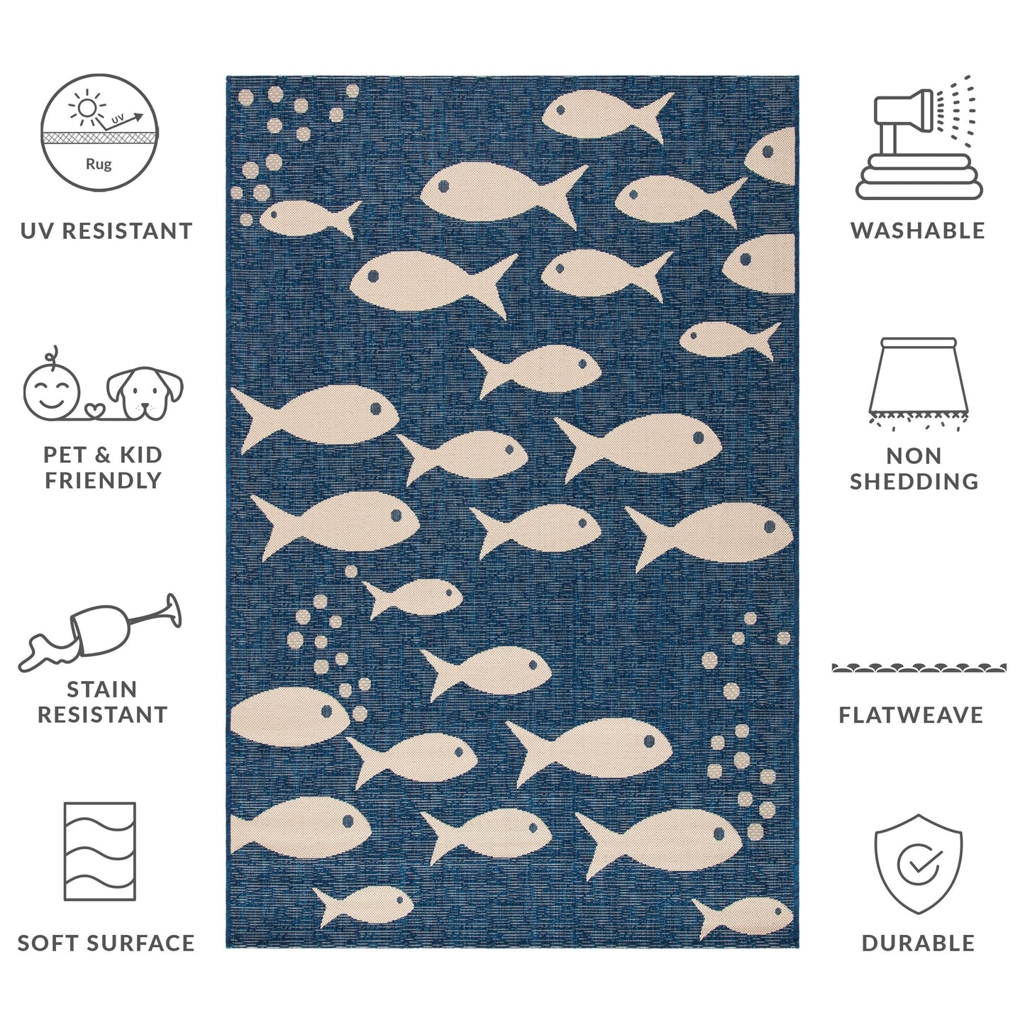 Tapis de jardin SAFAVIEH Courtyard Ragne pour intérieur/extérieur, imperméable, terrasse ou jardin.