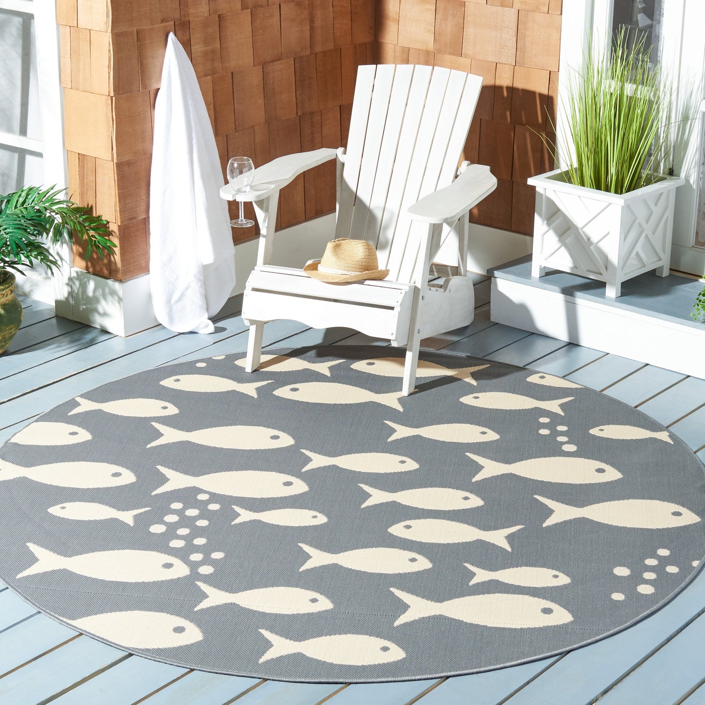 Tapis de jardin SAFAVIEH Courtyard Ragne pour intérieur/extérieur, imperméable, terrasse ou jardin.
