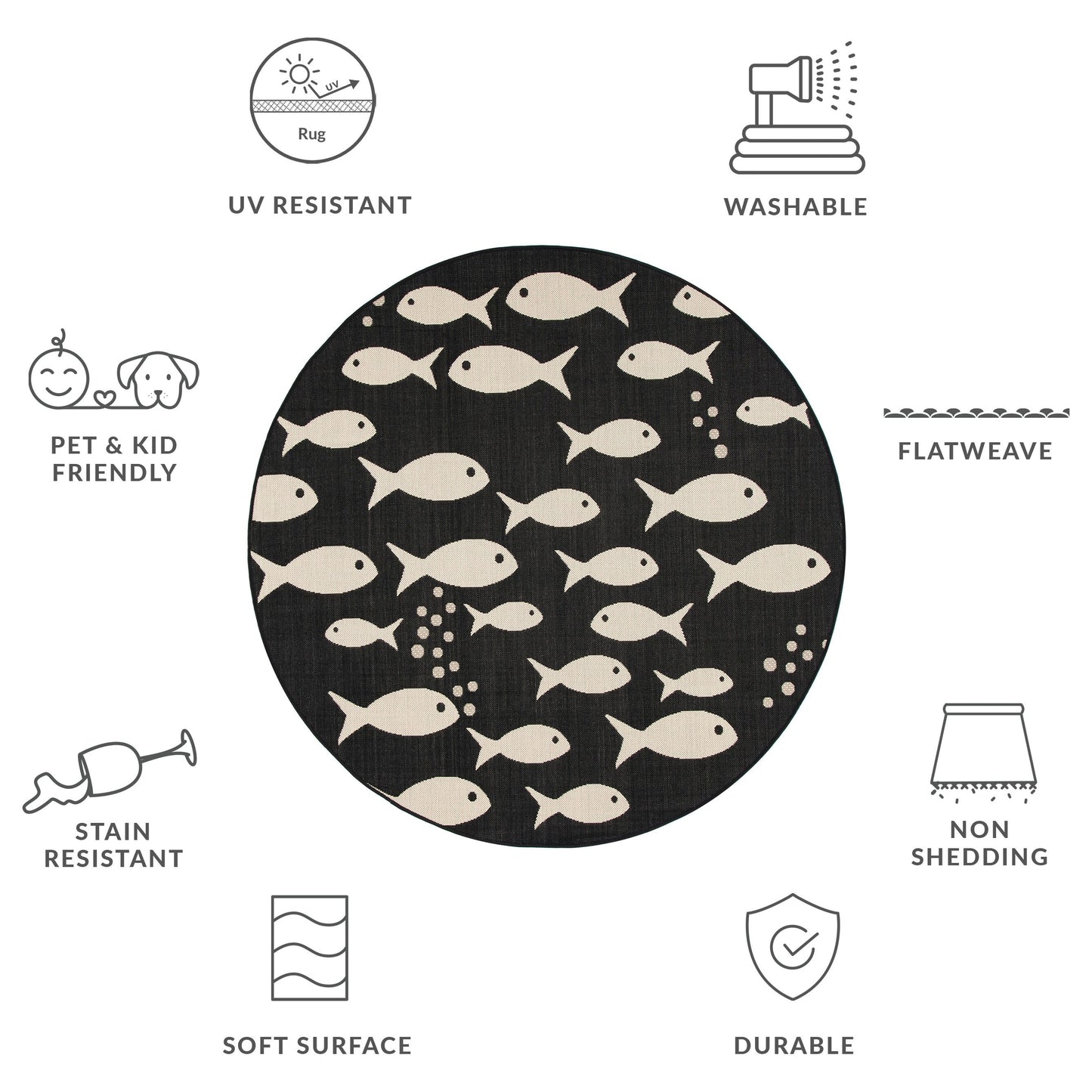 Tapis de jardin SAFAVIEH Courtyard Ragne pour intérieur/extérieur, imperméable, terrasse ou jardin.