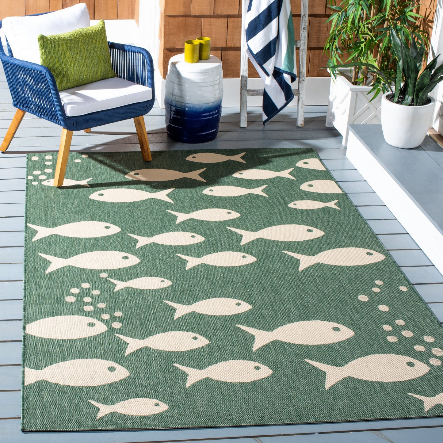 Tapis de jardin SAFAVIEH Courtyard Ragne pour intérieur/extérieur, imperméable, terrasse ou jardin.