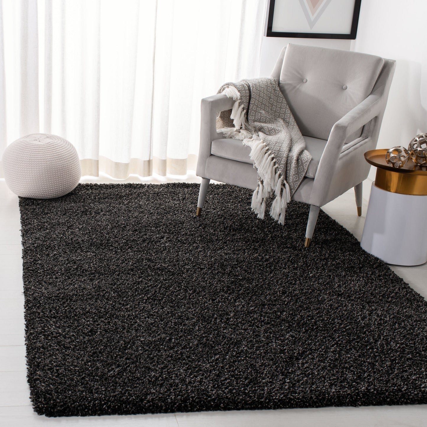 Tapis SAFAVIEH Evolution Shag Fransien Solid 1,8 pouce d'épaisseur