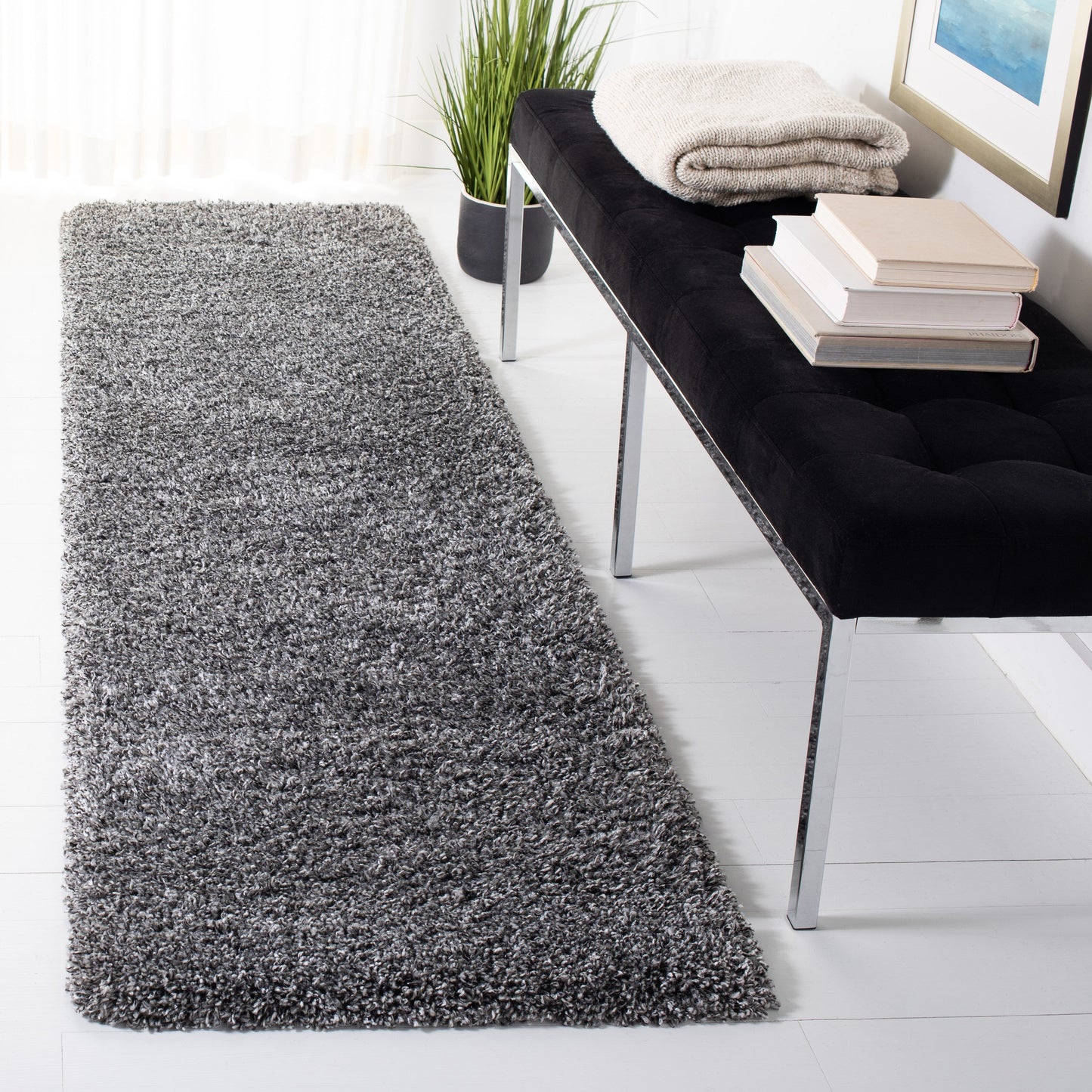 Tapis SAFAVIEH Evolution Shag Fransien Solid 1,8 pouce d'épaisseur