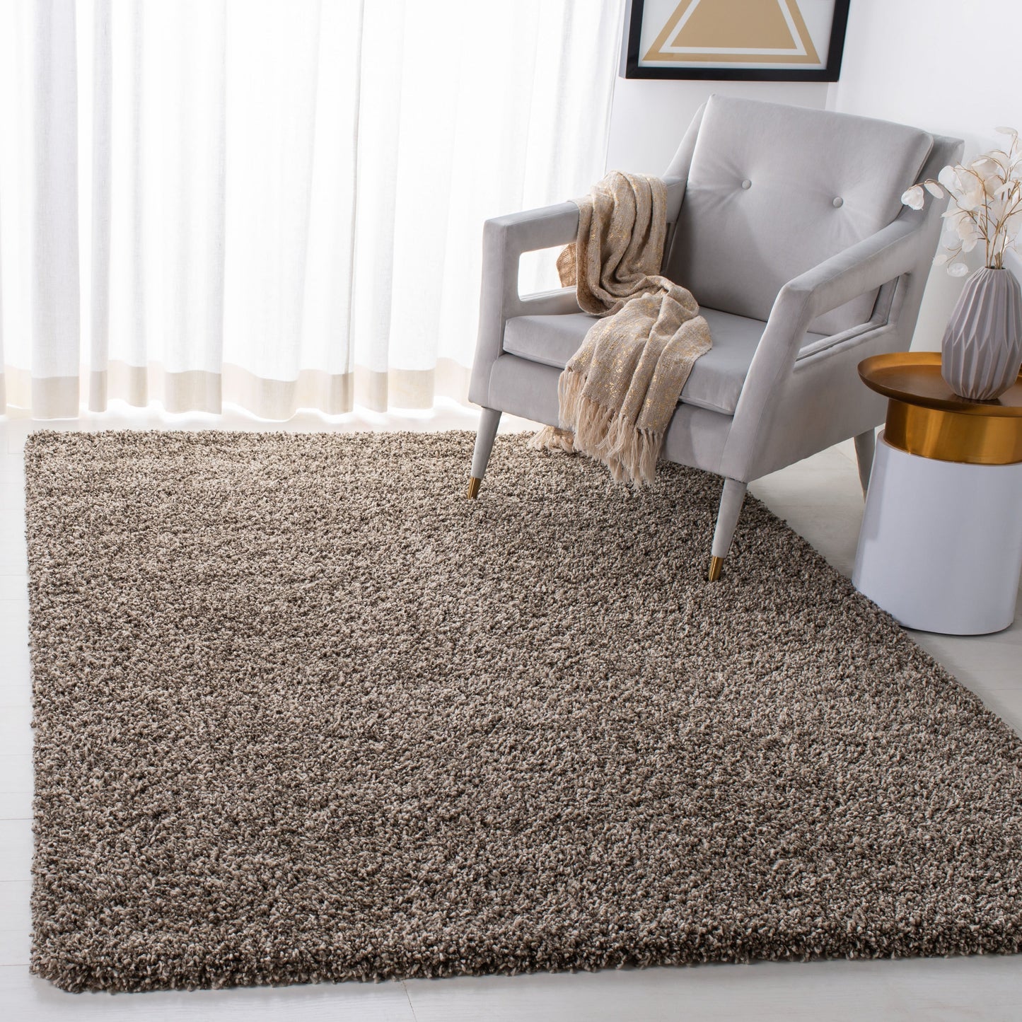 Tapis SAFAVIEH Evolution Shag Fransien Solid 1,8 pouce d'épaisseur