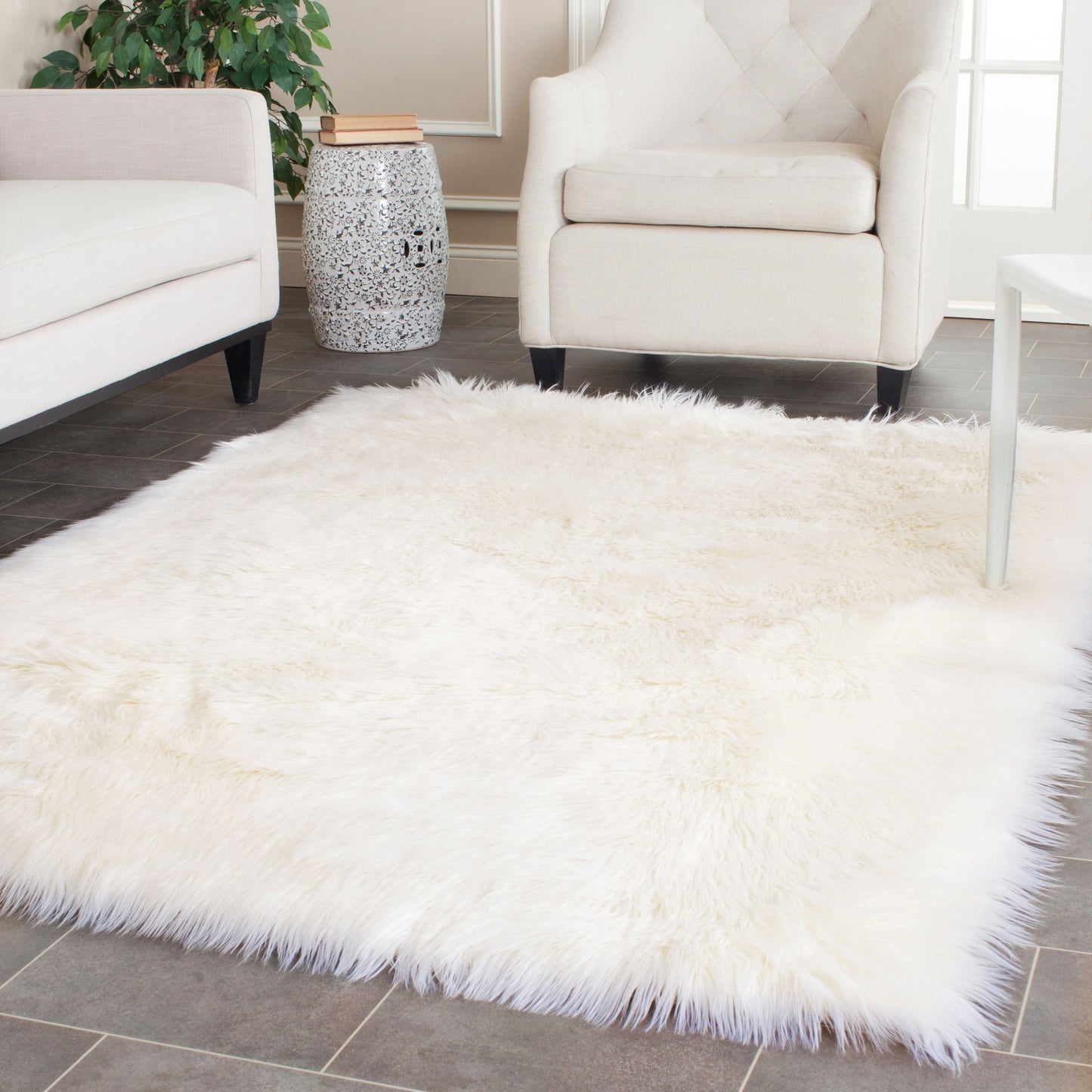 Tapis SAFAVIEH en fausse peau de mouton et soie, épaisseur 2,4 pouces