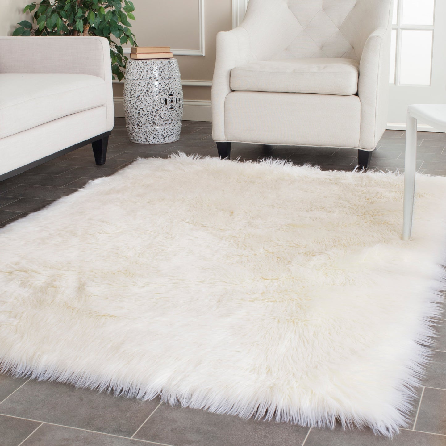 Tapis SAFAVIEH en fausse peau de mouton et soie, épaisseur 2,4 pouces
