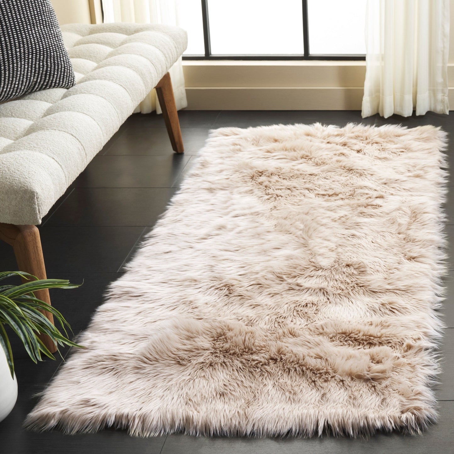 Tapis SAFAVIEH en fausse peau de mouton et soie, épaisseur 2,4 pouces