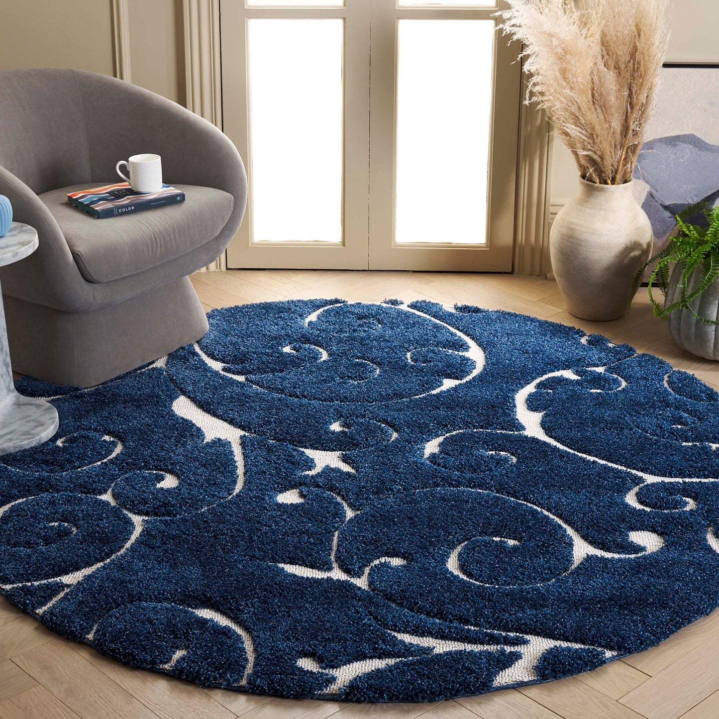Tapis texturé SAFAVIEH Florida Ryung Shag Scroll de 3 cm d'épaisseur
