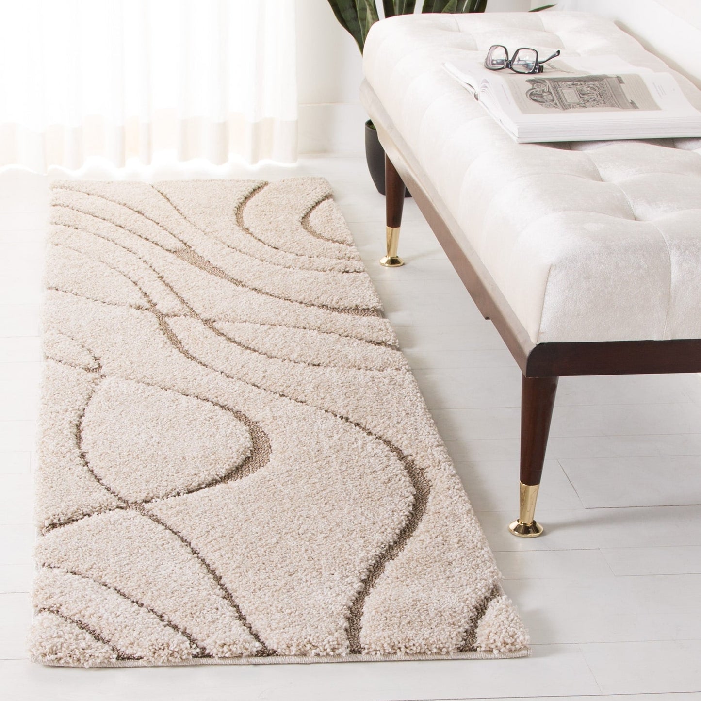Tapis SAFAVIEH Florida Shag Staka Abstract Waves de 3 cm d'épaisseur