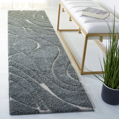 Tapis SAFAVIEH Florida Shag Staka Abstract Waves de 3 cm d'épaisseur